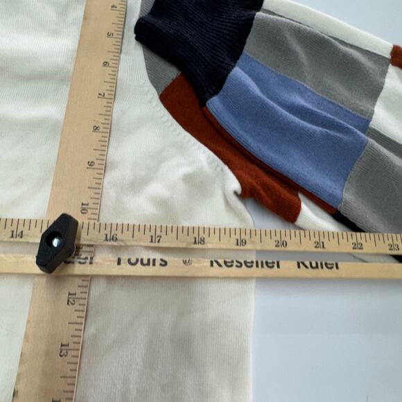 Ecru Sweater‎ Womens Large White Colorblock Sleeve Crew Neck Knit - Picture 8 of 8